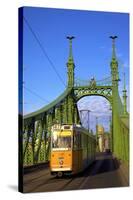 Liberty Bridge and Tram, Budapest, Hungary, Europe-Neil Farrin-Stretched Canvas