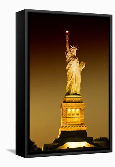 Liberty Island by Night - Statue of Liberty - Manhattan - New York City - United States-Philippe Hugonnard-Framed Stretched Canvas