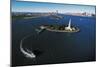 Liberty Island with Ellis Island and Manhattan in the Background, New York, United States.-null-Mounted Giclee Print