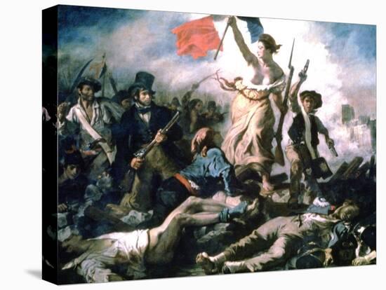 Liberty Leading the People, 1830-Eugene Delacroix-Stretched Canvas