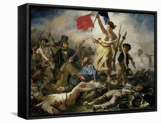 Liberty Leading the People, 1830-Eugene Delacroix-Framed Stretched Canvas