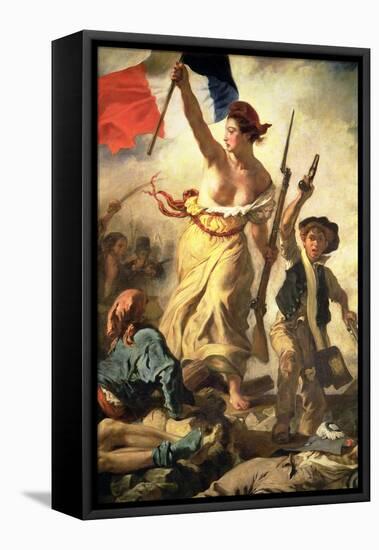 Liberty Leading the People, 28 July 1830 (Detail)-Eugene Delacroix-Framed Stretched Canvas