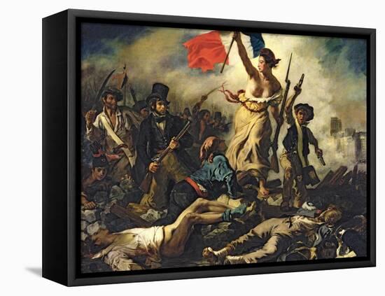 Liberty Leading the People, 28 July 1830-Eugene Delacroix-Framed Stretched Canvas