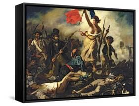 Liberty Leading the People, 28 July 1830-Eugene Delacroix-Framed Stretched Canvas