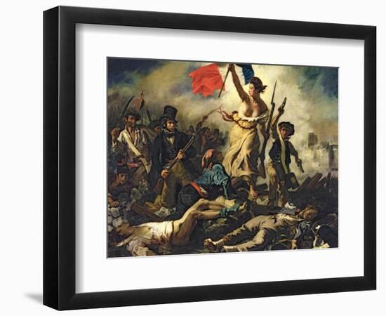 Liberty Leading the People, 28 July 1830-Eugene Delacroix-Framed Premium Giclee Print