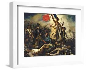 Liberty Leading the People, 28 July 1830-Eugene Delacroix-Framed Premium Giclee Print