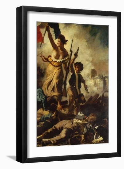 Liberty Leading the People (detail)-Eugene Delacroix-Framed Giclee Print