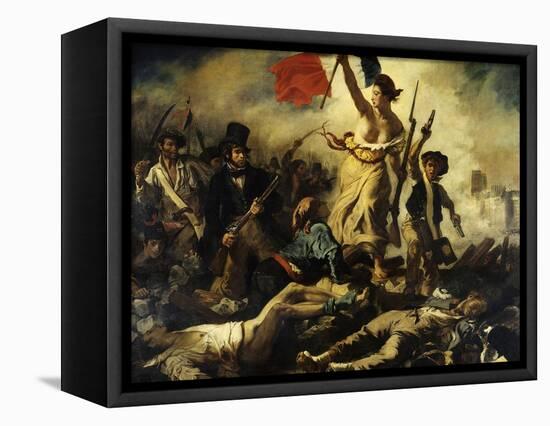 Liberty Leading the People, July 28, 1830-Eugene Delacroix-Framed Stretched Canvas