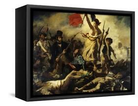 Liberty Leading the People, July 28, 1830-Eugene Delacroix-Framed Stretched Canvas