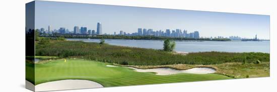 Liberty National Golf Club with Lower Manhattan And Statue of Liberty in the Background-null-Stretched Canvas