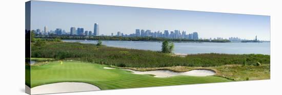 Liberty National Golf Club with Lower Manhattan And Statue of Liberty in the Background-null-Stretched Canvas
