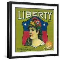 Liberty Orange Label - Escondido,CA-Lantern Press-Framed Art Print