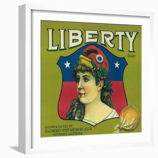 Liberty Orange Label - Escondido,CA-Lantern Press-Framed Art Print