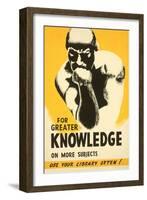 Library Poster with the Thinker-null-Framed Art Print