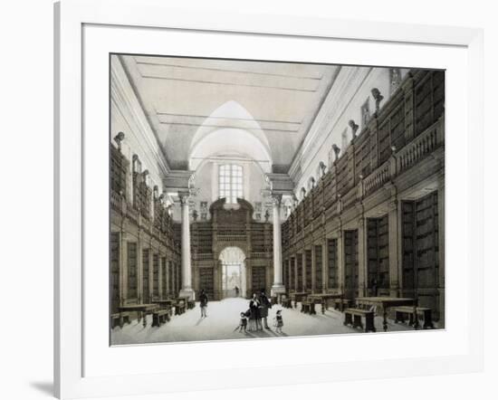 Library Room, University of Bologna, Lithograph, Italy, 19th Century-null-Framed Giclee Print