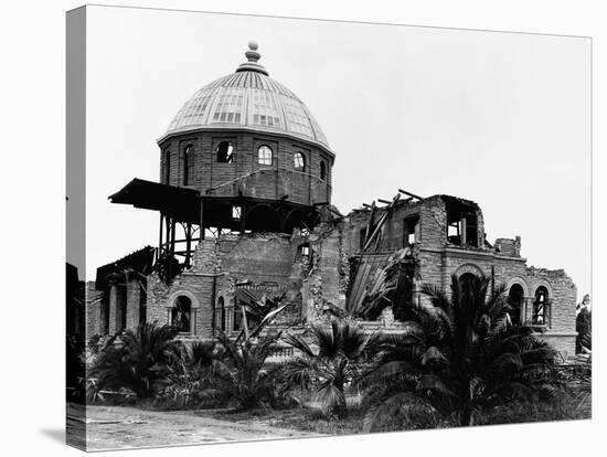 Library Ruins after an Earthquake-null-Stretched Canvas