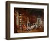 Library Scene, Late 19Th Century (Oil on Panel)-Johann Hamza-Framed Giclee Print