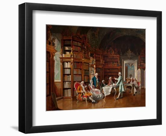 Library Scene, Late 19Th Century (Oil on Panel)-Johann Hamza-Framed Giclee Print
