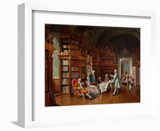 Library Scene, Late 19Th Century (Oil on Panel)-Johann Hamza-Framed Giclee Print