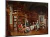 Library Scene, Late 19Th Century (Oil on Panel)-Johann Hamza-Mounted Giclee Print