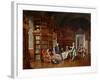 Library Scene, Late 19Th Century (Oil on Panel)-Johann Hamza-Framed Giclee Print