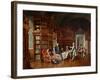 Library Scene, Late 19Th Century (Oil on Panel)-Johann Hamza-Framed Giclee Print