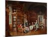 Library Scene, Late 19Th Century (Oil on Panel)-Johann Hamza-Mounted Giclee Print