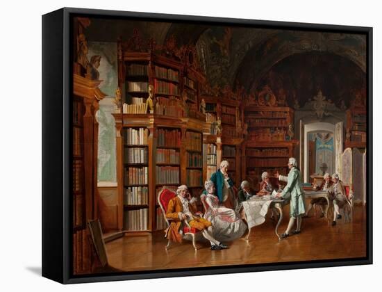 Library Scene, Late 19Th Century (Oil on Panel)-Johann Hamza-Framed Stretched Canvas