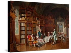 Library Scene, Late 19Th Century (Oil on Panel)-Johann Hamza-Stretched Canvas