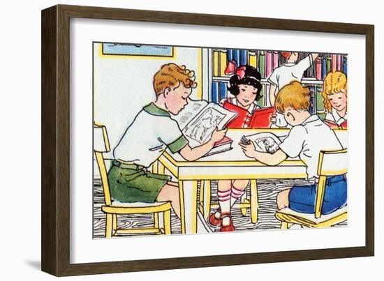 Library Time-Julia Letheld Hahn-Framed Art Print