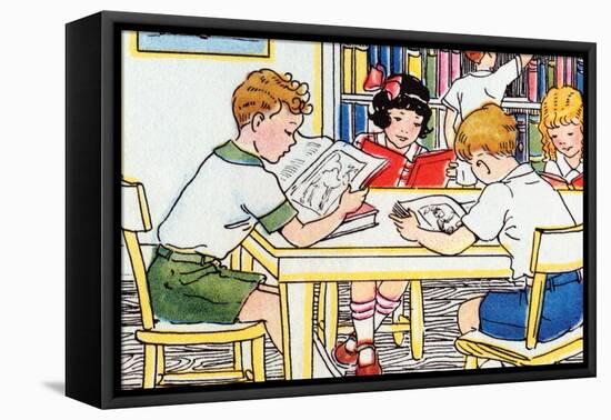 Library Time-Julia Letheld Hahn-Framed Stretched Canvas