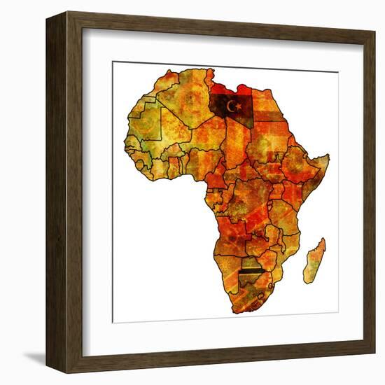 Libya on Actual Map of Africa-michal812-Framed Art Print