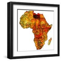 Libya on Actual Map of Africa-michal812-Framed Art Print