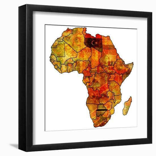 Libya on Actual Map of Africa-michal812-Framed Art Print