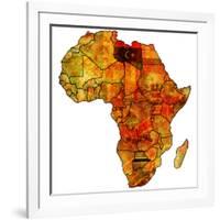 Libya on Actual Map of Africa-michal812-Framed Art Print