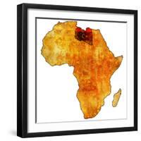 Libya on Actual Map of Africa-michal812-Framed Premium Giclee Print