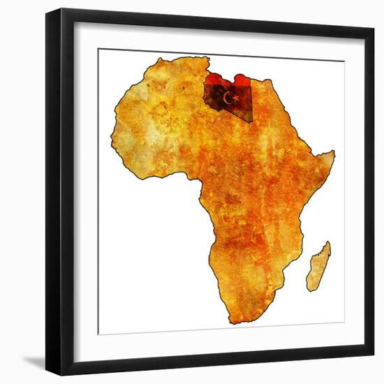 Libya on Actual Map of Africa-michal812-Framed Premium Giclee Print