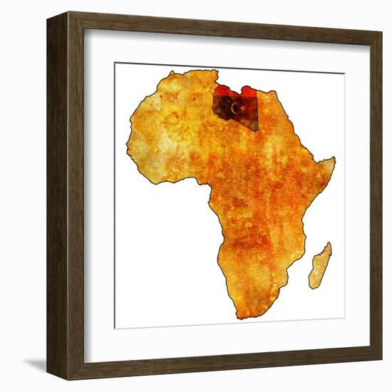 Libya on Actual Map of Africa-michal812-Framed Art Print