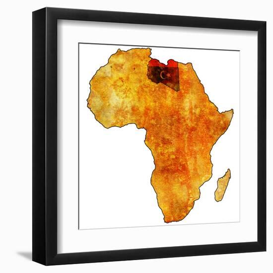 Libya on Actual Map of Africa-michal812-Framed Art Print