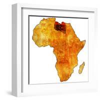 Libya on Actual Map of Africa-michal812-Framed Art Print