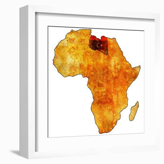 Libya on Actual Map of Africa-michal812-Framed Art Print