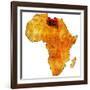 Libya on Actual Map of Africa-michal812-Framed Art Print