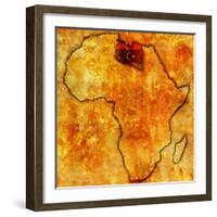 Libya on Actual Map of Africa-michal812-Framed Art Print