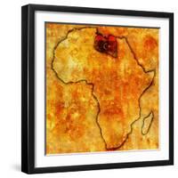 Libya on Actual Map of Africa-michal812-Framed Art Print