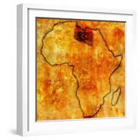 Libya on Actual Map of Africa-michal812-Framed Art Print