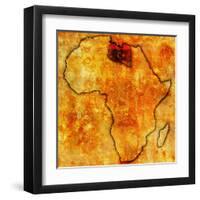 Libya on Actual Map of Africa-michal812-Framed Art Print