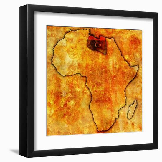 Libya on Actual Map of Africa-michal812-Framed Art Print