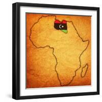 Libya on Actual Map of Africa-michal812-Framed Art Print