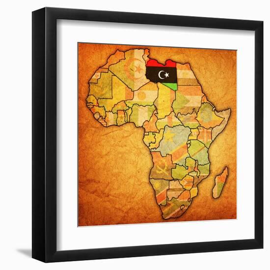 Libya on Actual Map of Africa-michal812-Framed Art Print