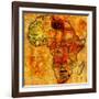 Libya on Actual Map of Africa-michal812-Framed Art Print